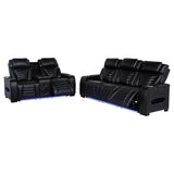 Zuma - Faux Leather Dual Power LED Sofa Set
