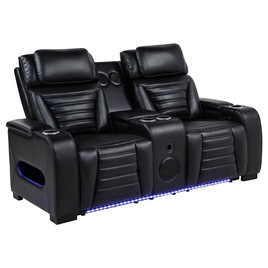Zuma - Faux Leather Dual Power LED Sofa Set