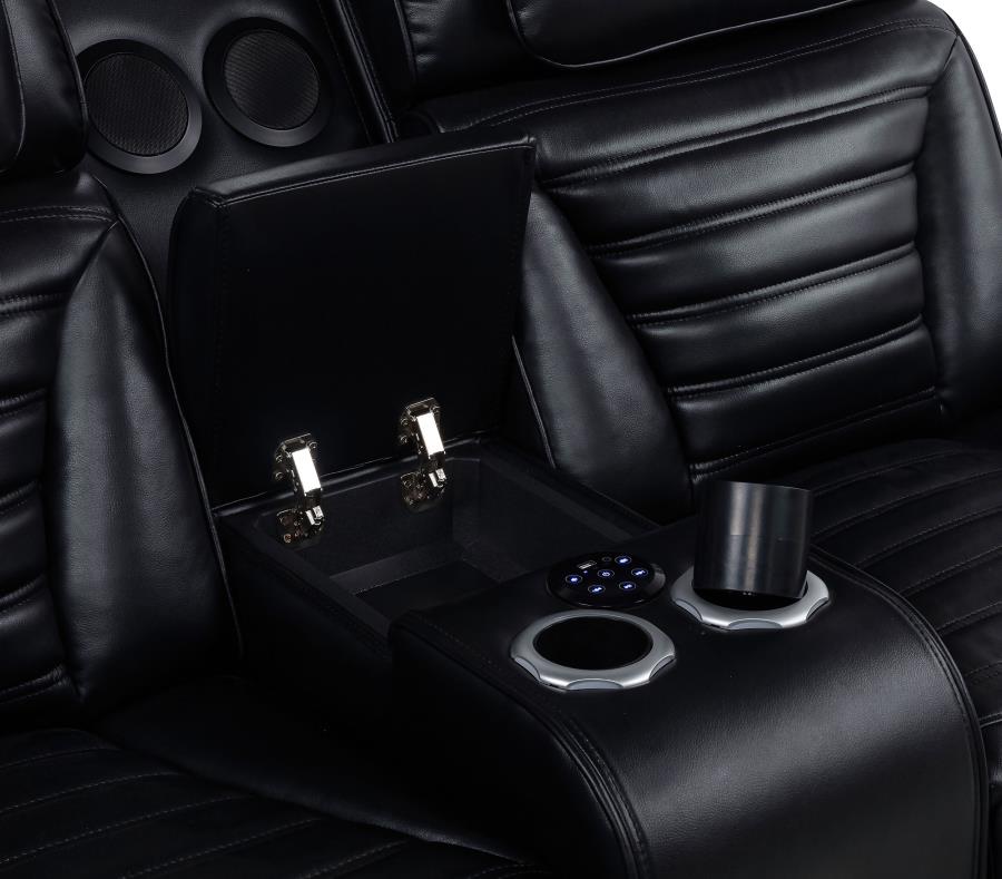 Zuma - Faux Leather Dual Power LED Sofa Set