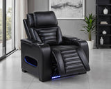 Zuma - Faux Leather Upholstered Dual Power LED Recliner - Black