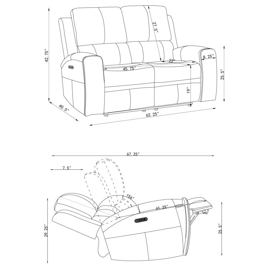 Brickston - Triple Power Reclining Loveseat