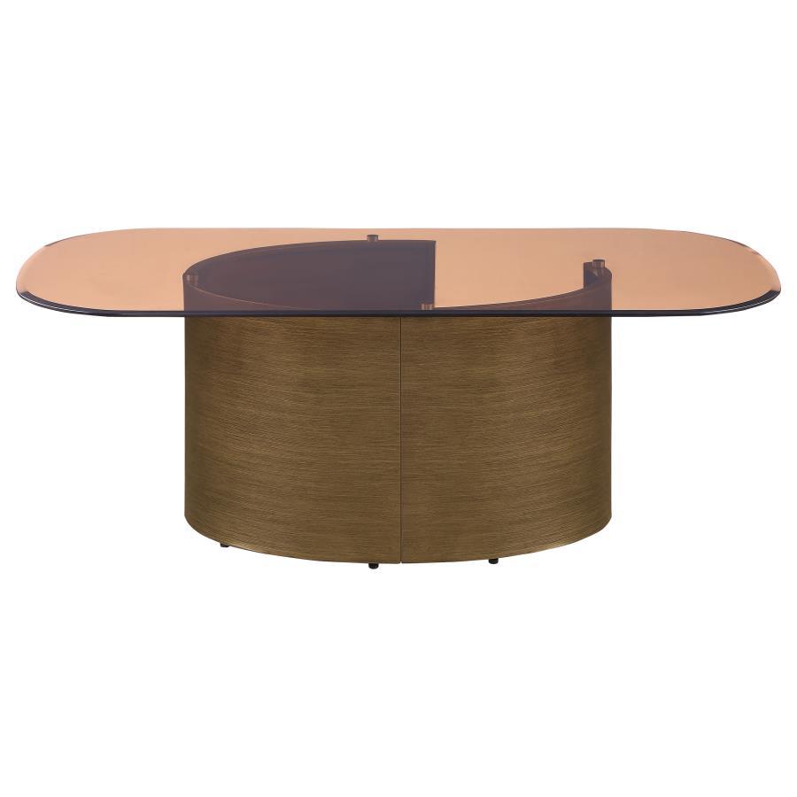 Morena - Rectangular Tawny Glass Coffee Table - Brushed Bronze