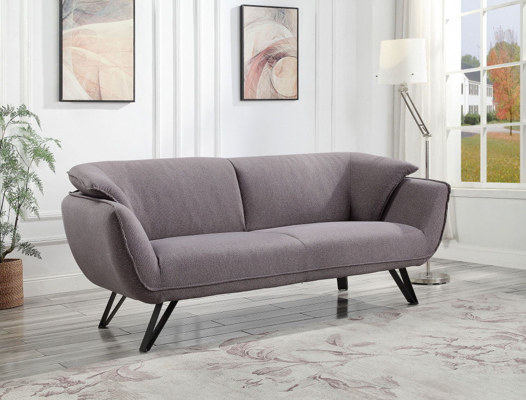 Linen Sofa With Black Legs - Gray