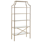 Serena - 5-Shelf Glass Bookshelf - Gold by CoasterEssence | Bel Furniture