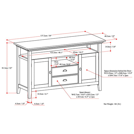 Redmond - Tall TV Media Stand - Rustic Natural Aged Brown by Simpli-Home | Bel Furniture