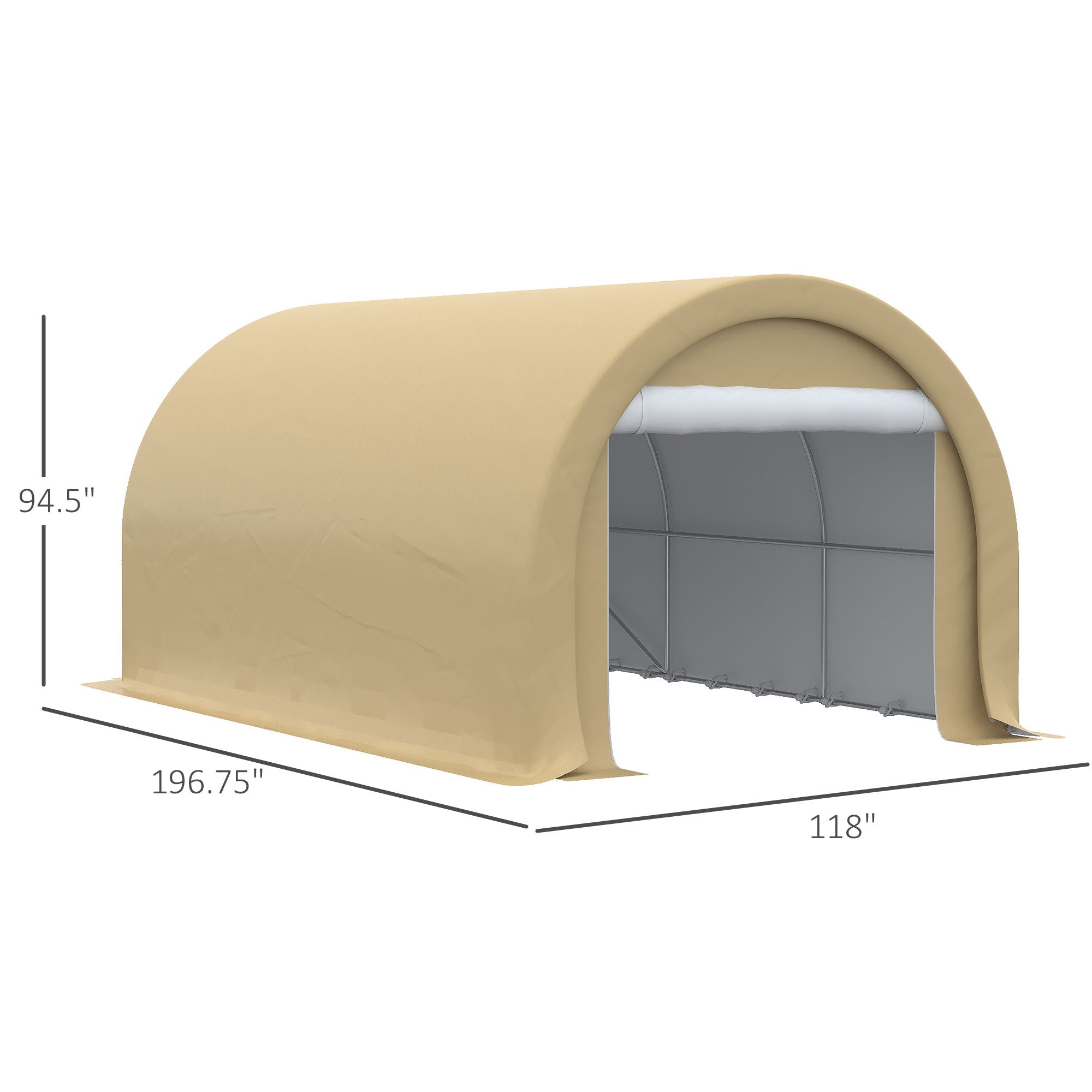 Outsunny - 10' x 16' Carport, Heavy Duty Portable Garage Storage Tent With Large Zippered Door, Anti-Uv Pe Canopy Cover For Car, Truck, Boat, Motorcycle, Bike, Garden Tools, Outdoor Work