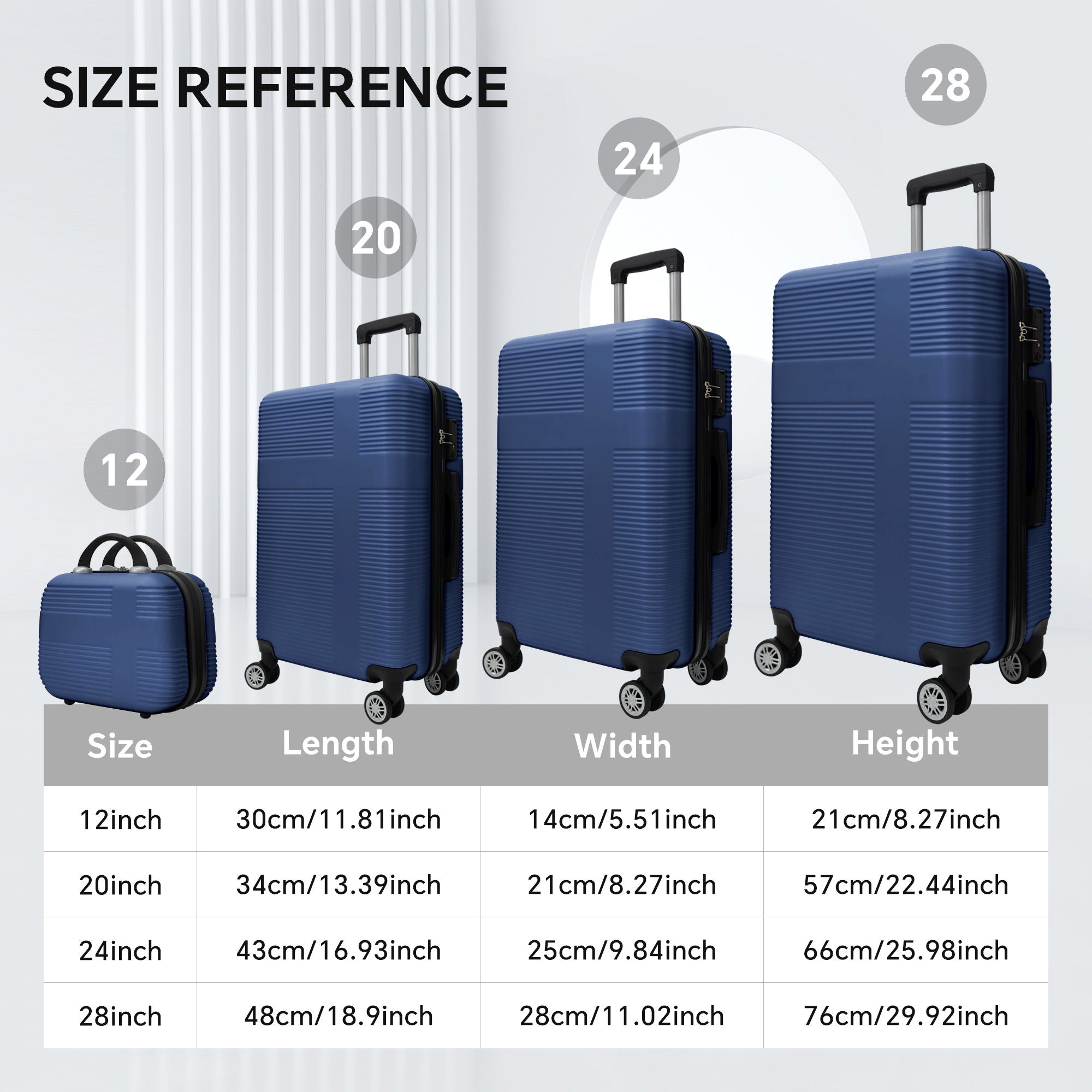 Luggage 4 Piece Set With Spinner Wheels, Hardshell Lightweight Suitcase With Tsa Lock, Checked Luggage