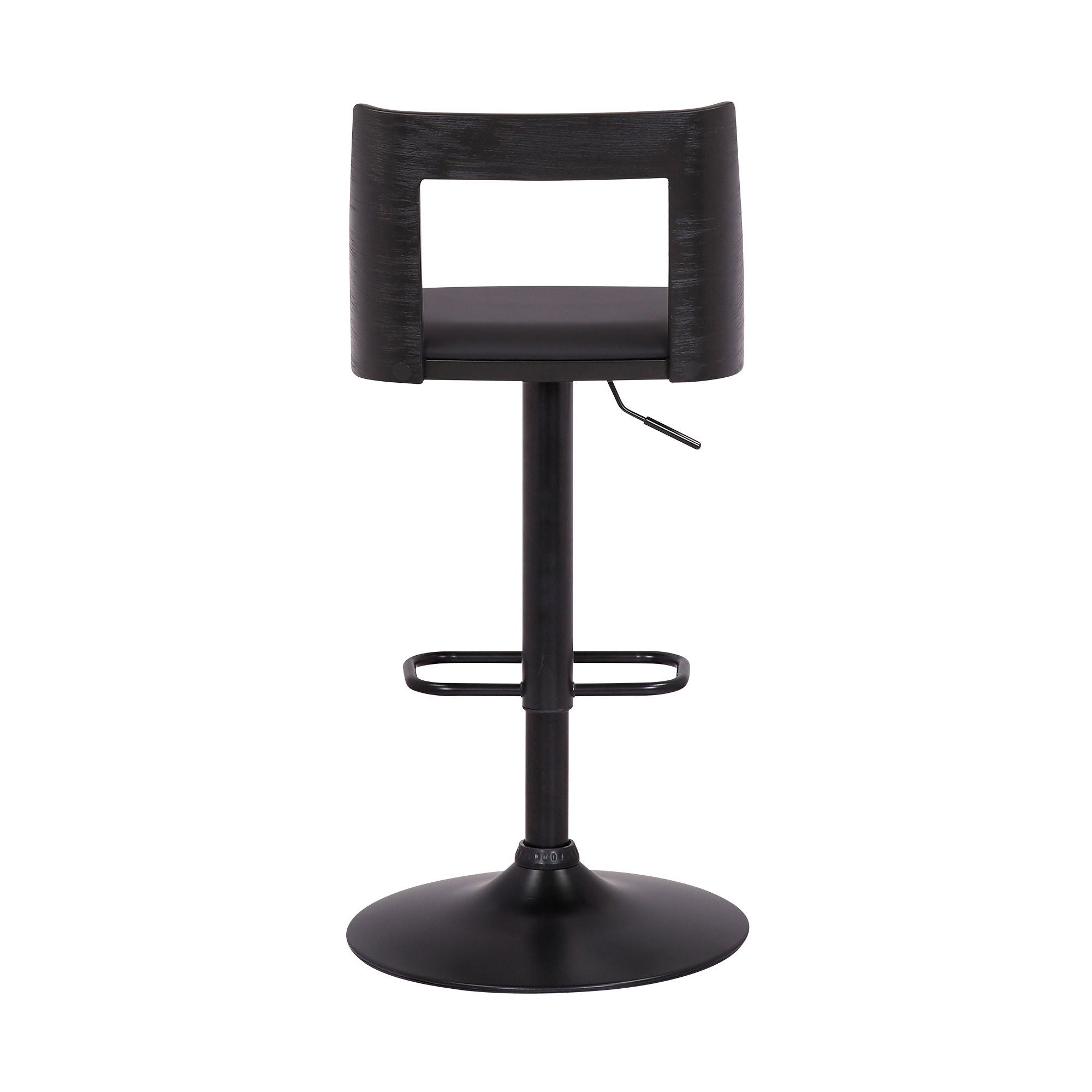 Faux Leather Swivel Adjustable Height Bar Chair - Black