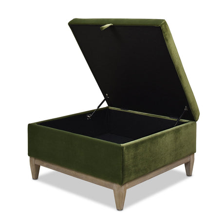 Knox - Square Storage Cocktail Ottoman - Olive Green - view 5