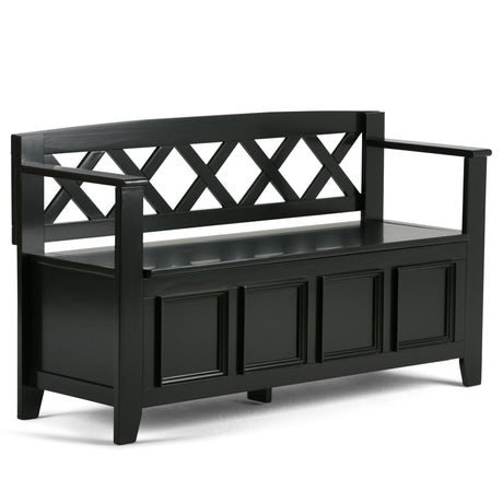 Amherst - Handcrafted Entryway Storage Bench Black by Simpli-Home | Bel Furniture