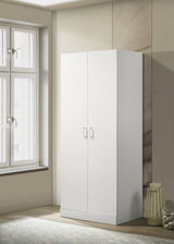 Michael - Double Door Wardrobe Cabinet Armoire With Shelf And Hanging Rod - White by Lilola Home | Bel Furniture