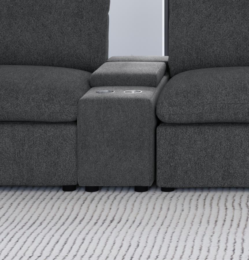 Upholstered Modular Storage Console Dark Grey