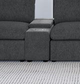Upholstered Modular Storage Console Dark Grey