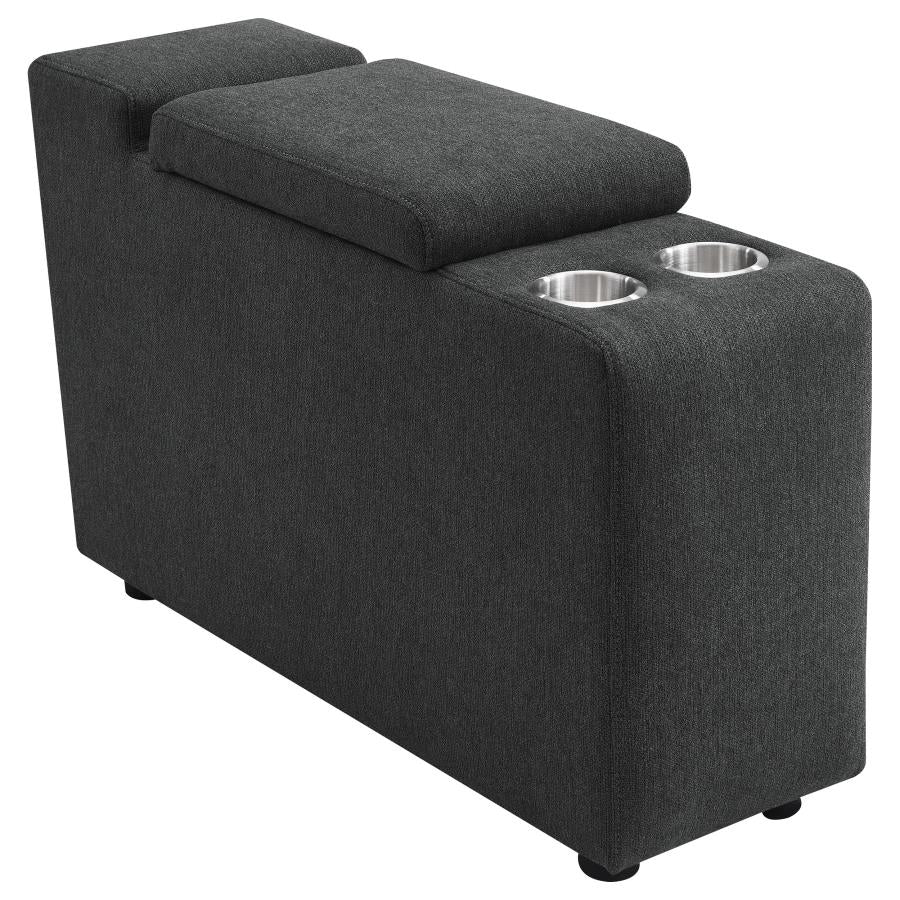 Upholstered Modular Storage Console Dark Grey