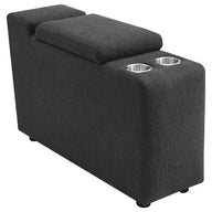 Upholstered Modular Storage Console Dark Grey