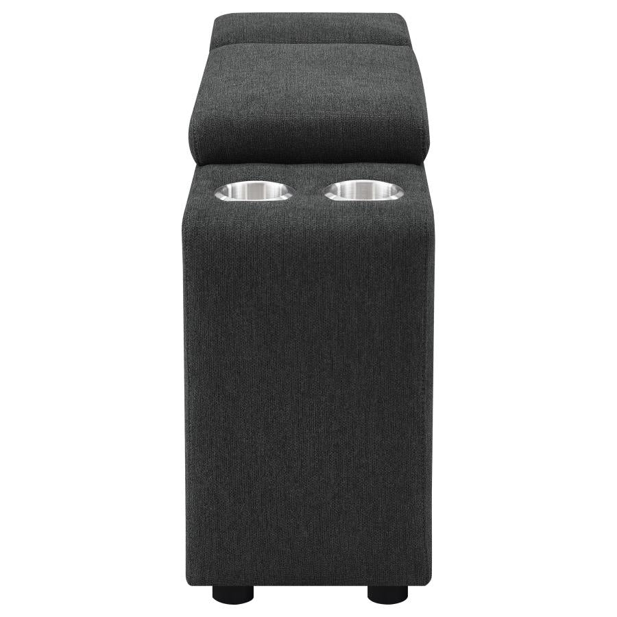 Upholstered Modular Storage Console Dark Grey