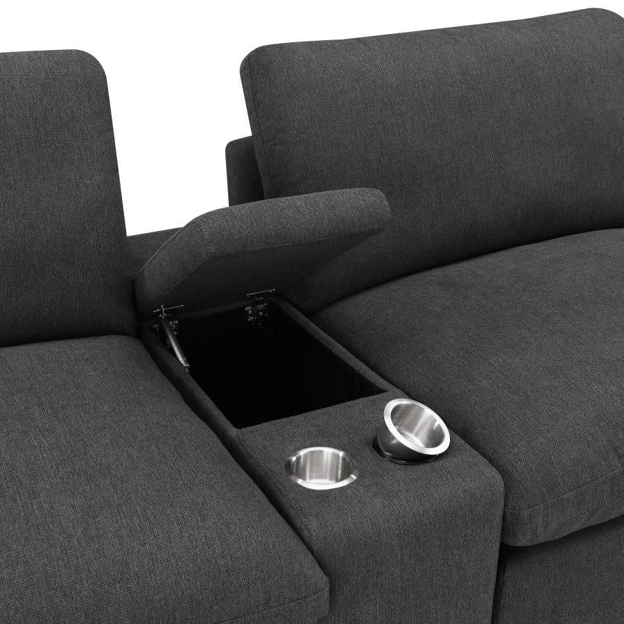 Upholstered Modular Storage Console Dark Grey