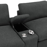 Upholstered Modular Storage Console Dark Grey
