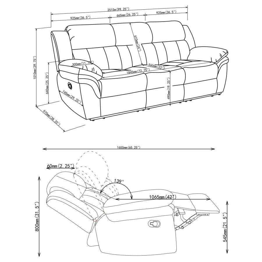 Bahrain - Upholstered Motion Sofa