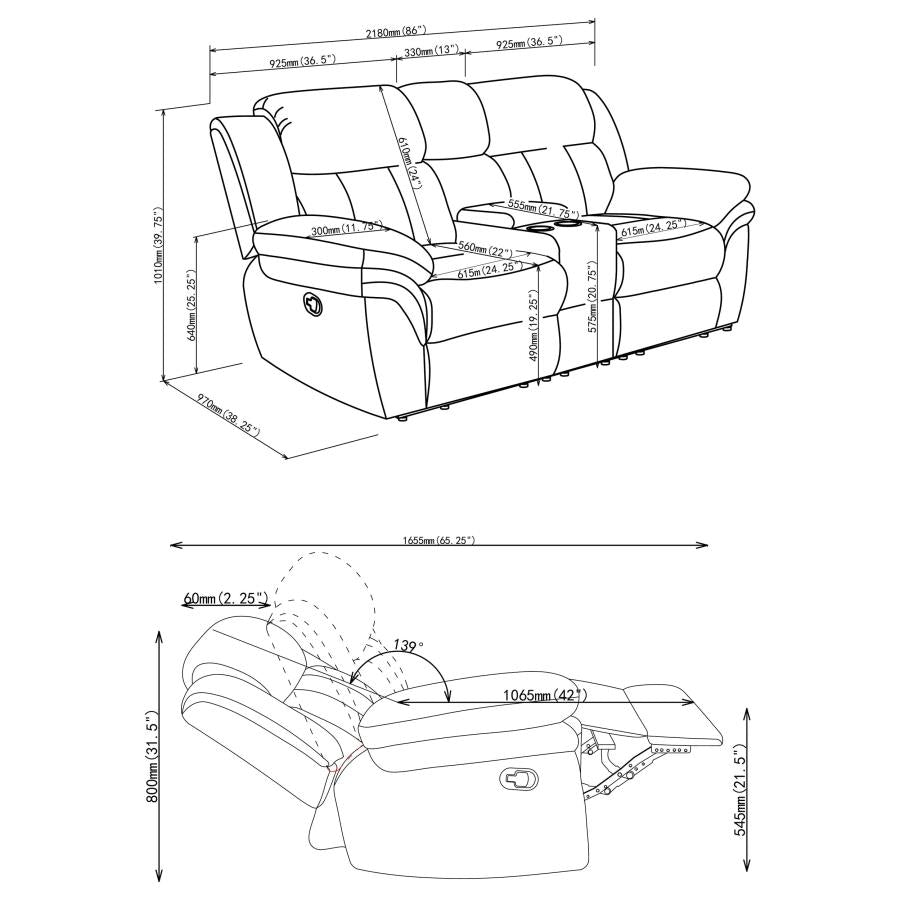 Bahrain - Upholstered Motion Loveseat