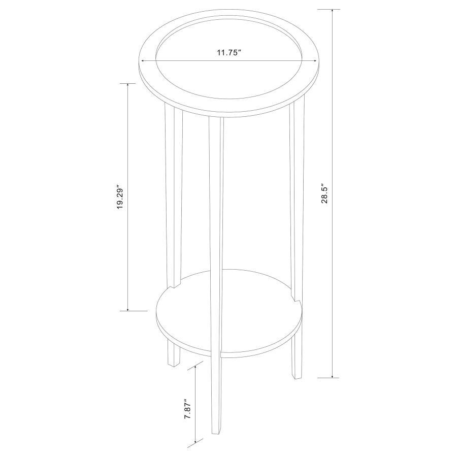 Kirk - 1-Shelf Round Wood Plant Stand Side Table - Espresso