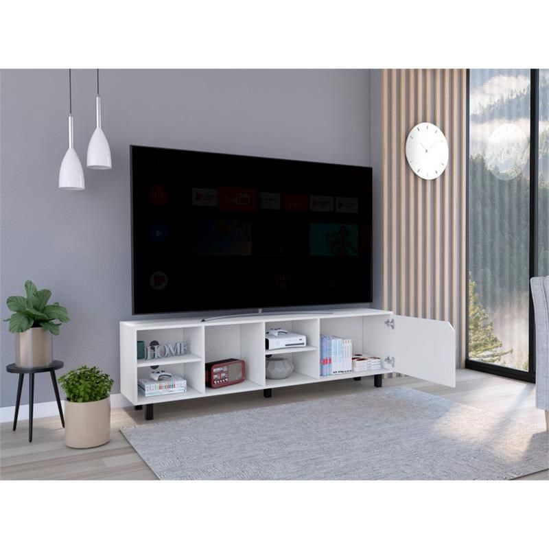 Particle Board Open Shelving TV Stand - White