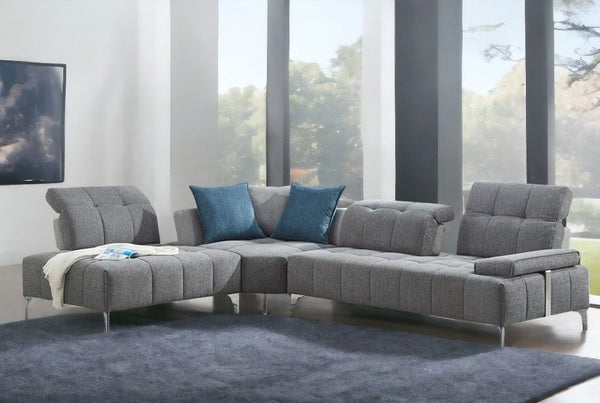 Polyester Modular L Shaped Three Piece Corner Sectional - Gray