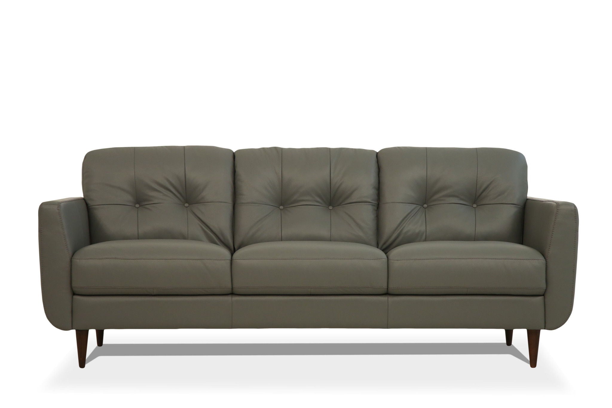 Leather Sofa With Black Legs - Green