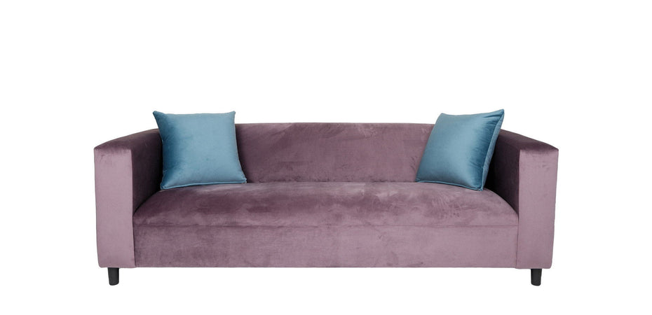 Velvet Sofa And Toss Pillows With Black Legs - Lavender