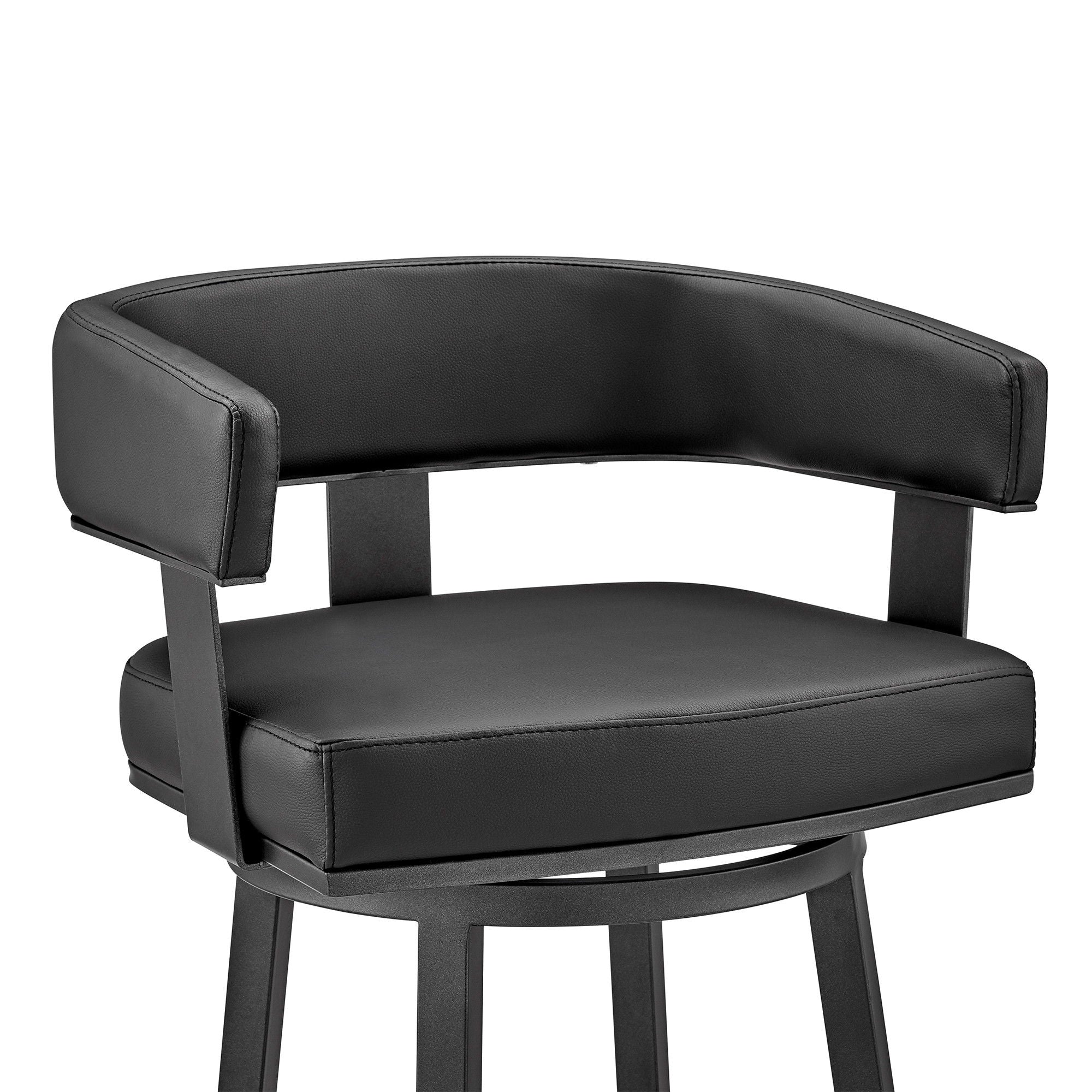 Faux Leather Swivel Low Back Counter Height Bar Chair - Black