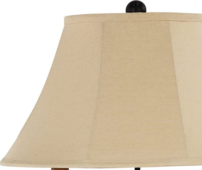 Metal Three Light Table Lamp With Natural Empire Shade - Black