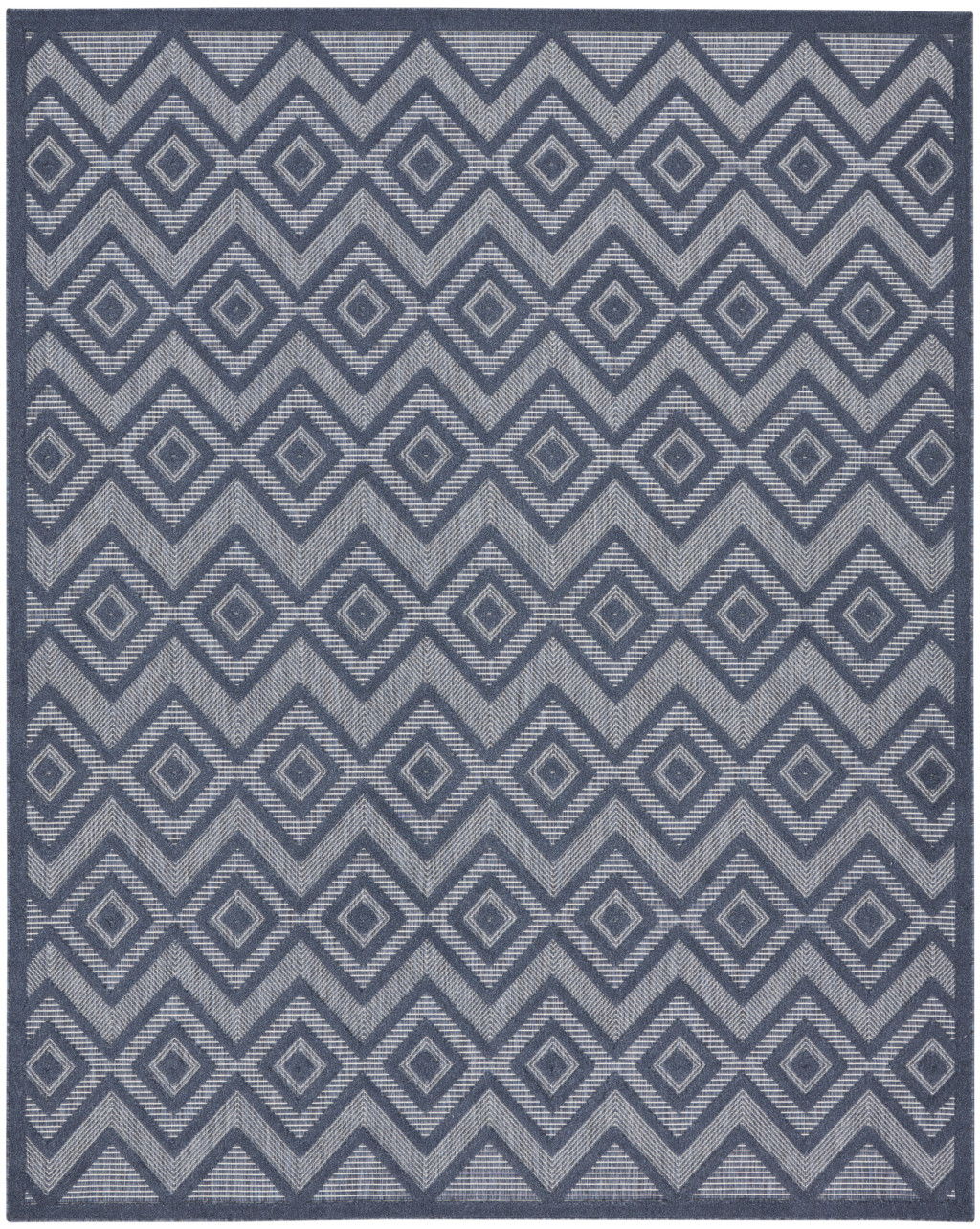 8' X 10' Geometric Flatweave Area Rug - Navy Blue