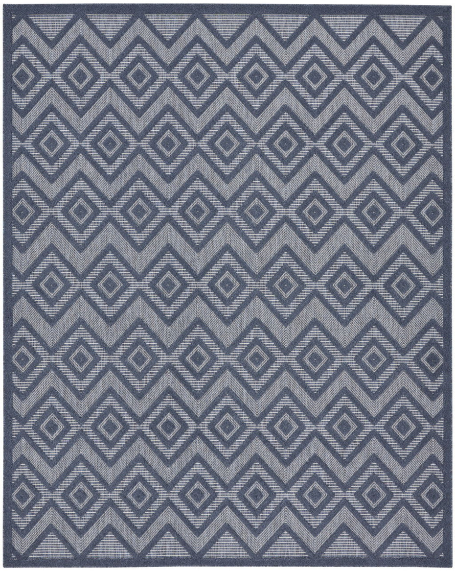 8' X 10' Geometric Flatweave Area Rug - Navy Blue