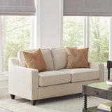 Christine - Upholstered Sloped Arm Loveseat - Beige by CoasterElevations | Bel Furniture