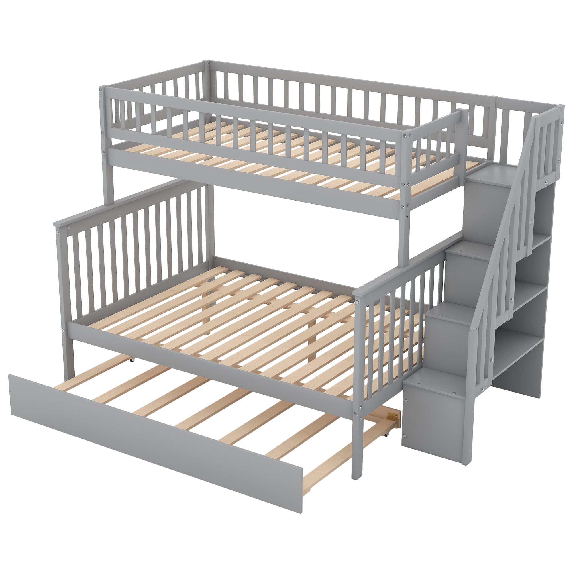 Twin Over Full Bunk Bed With Trundle And Staircase