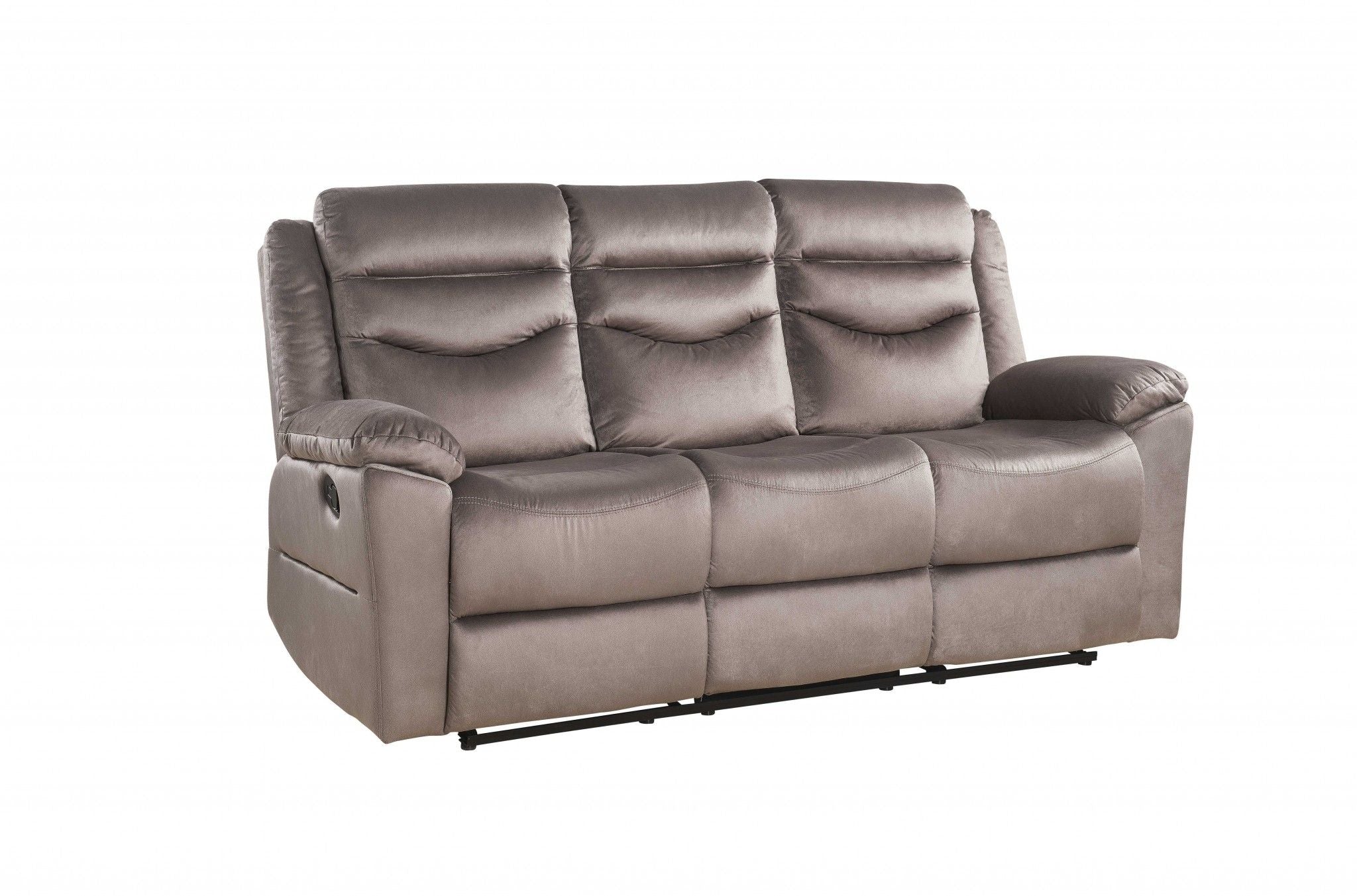 Velvet Reclining Sofa With Black Legs - Brown