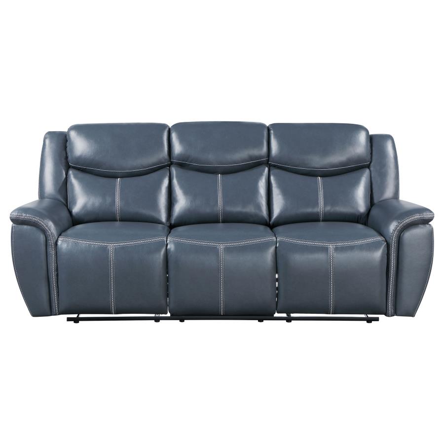 Sloane - Upholstered Padded Arm Reclining Sofa - Blue