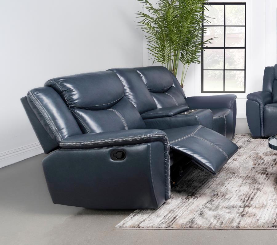 Sloane - Upholstered Padded Arm Reclining Loveseat - Blue