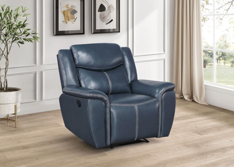Sloane - Upholstered Padded Arm Recliner Chair - Blue
