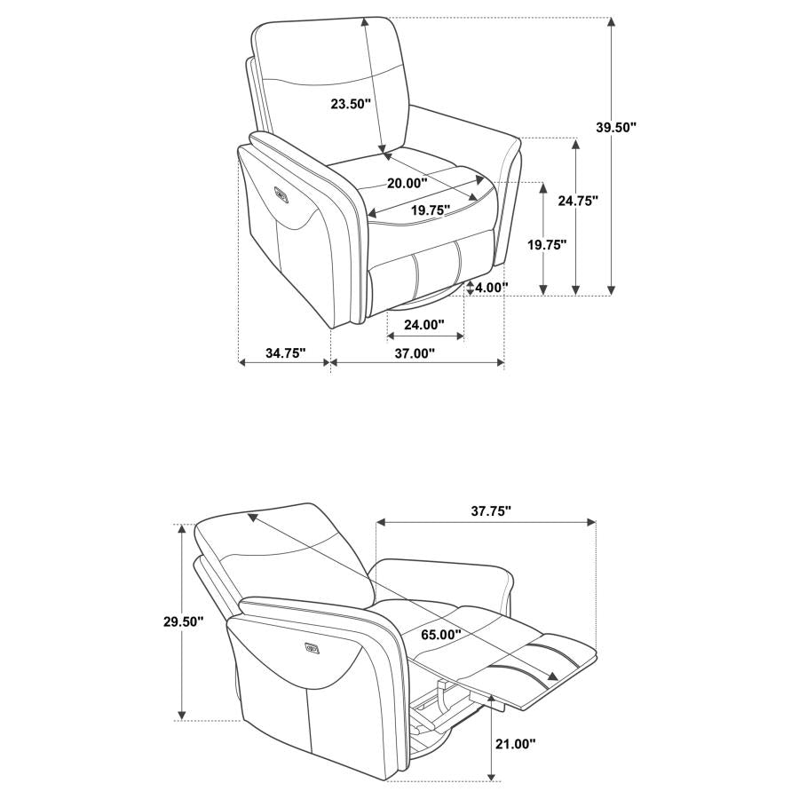 Adler - Upholstered Power Swivel Glider Recliner