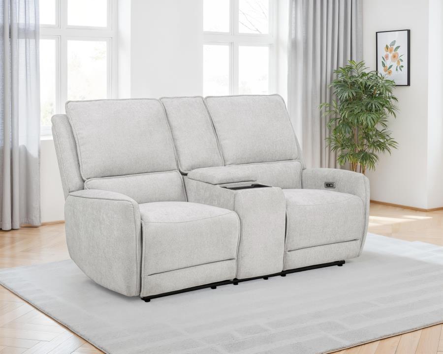 Sylmar - Chenille Upholstered Power Reclining Loveseat - Dove Gray