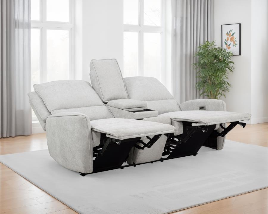 Sylmar - Chenille Upholstered Power Reclining Loveseat - Dove Gray