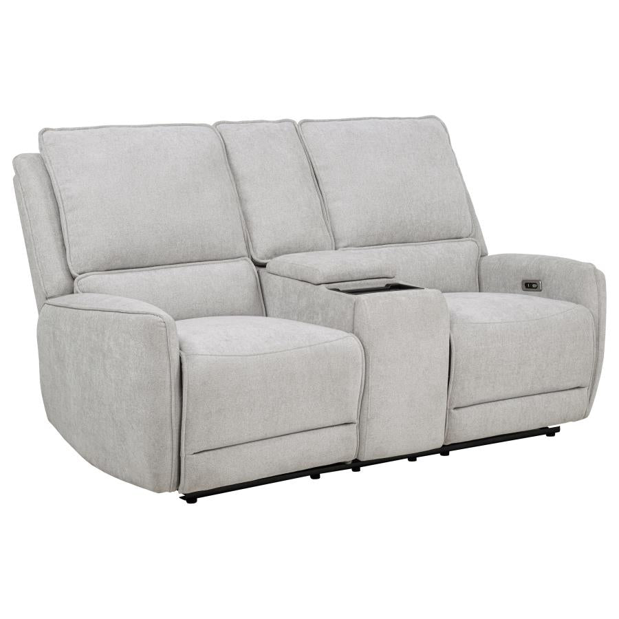 Sylmar Chenille Upholstered Power Reclining Loveseat Dove Gray