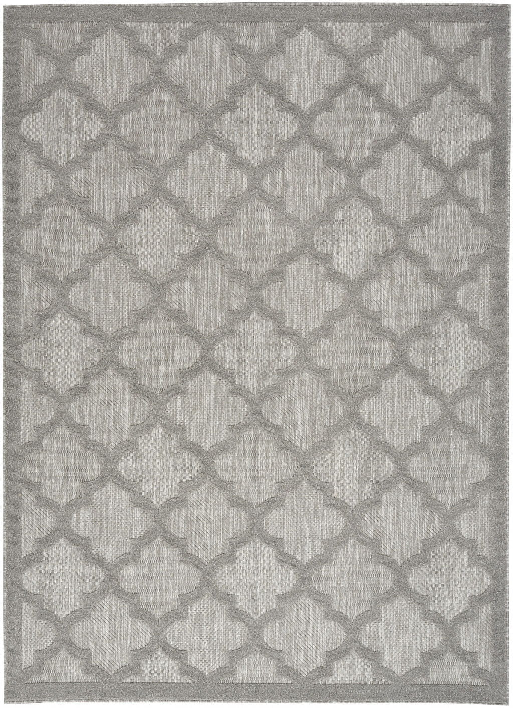 5' X 7' Ikat Indoor / Outdoor Area Rug - Silver Gray