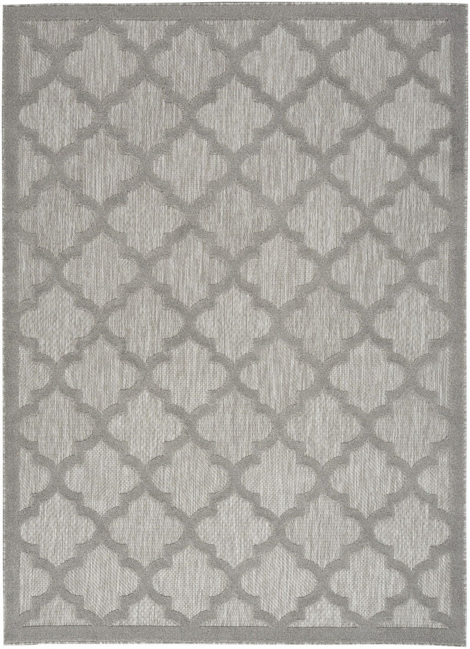 5' X 7' Ikat Indoor / Outdoor Area Rug - Silver Gray