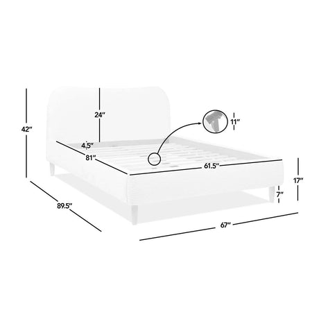 Roman - Curved Headboard Upholstered Platform Bed - view 26