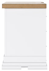 Ashbryn - White / Natural - Three Drawer Night Stand by Benchcraft® | Bel Furniture