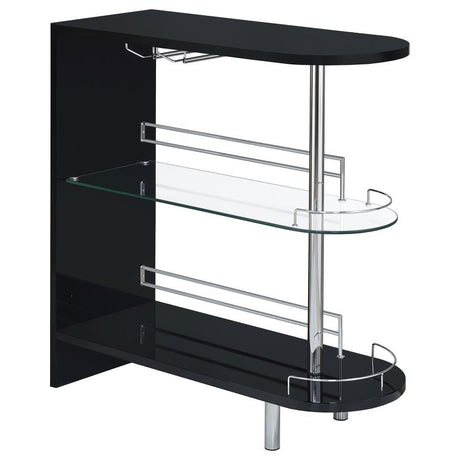 Adolfo - Rectangular 2-Tier Home Bar Table Black by CoasterEssence | Bel Furniture