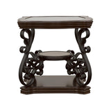 Laney - 1-Shelf Glass Top Rectangular End Table - Deep Merlot by CoasterEssence | Bel Furniture
