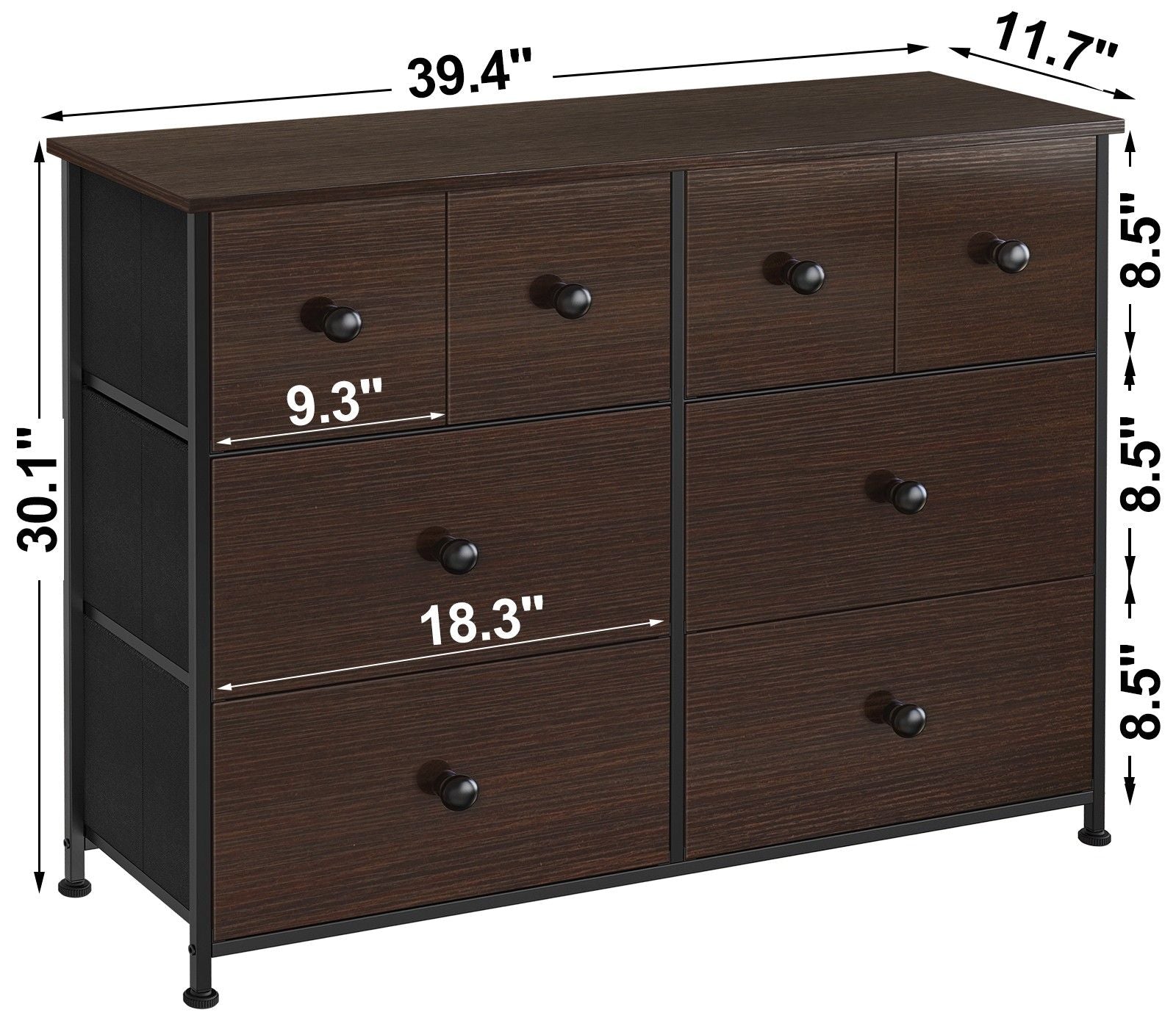 Fabric Bin And Manufactured Wood Eight Drawer Dresser - Brown Rustic